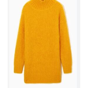 H&M Yellow Mohair Blend Funnel Neck Oversized Sweater Tunic XL